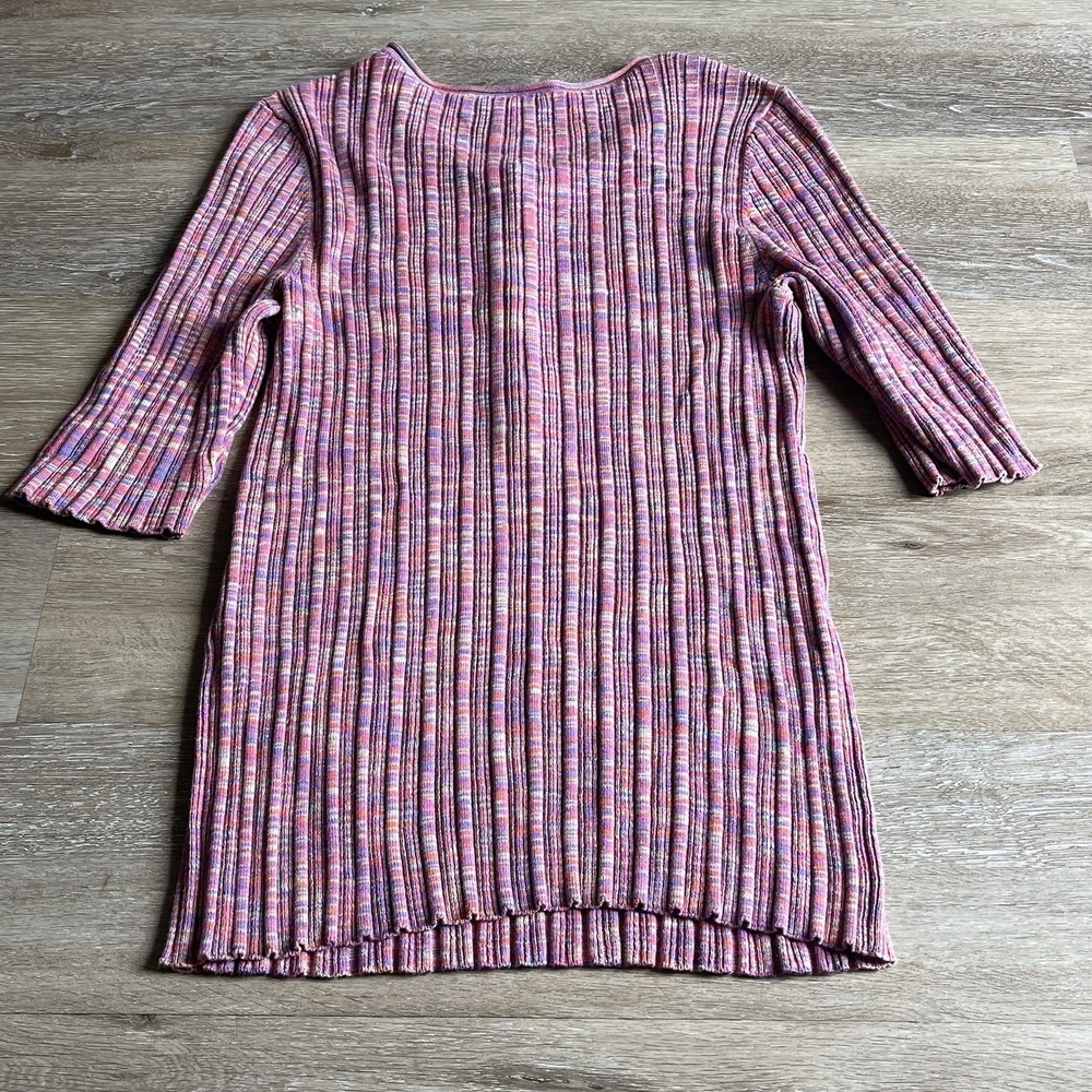 Sundance Ribbed Pink Henley Large Space Dyed Half Sleeve Stretch - Picture 6 of 6
